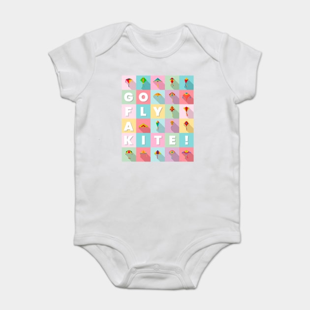 Go fly a kite! Kite Flying Colorful Pastel Design Baby Bodysuit by creative